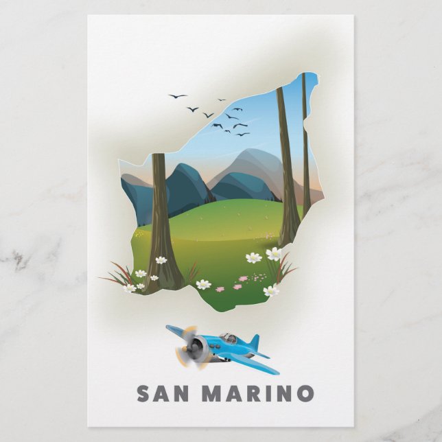 Affiche de voyage illustrée de Saint-Marin. (Devant)
