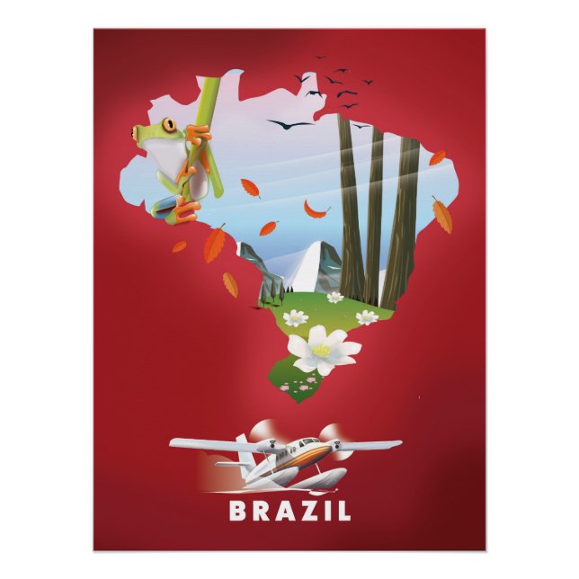 Affiche de voyage illustrée du Brésil. (Devant)