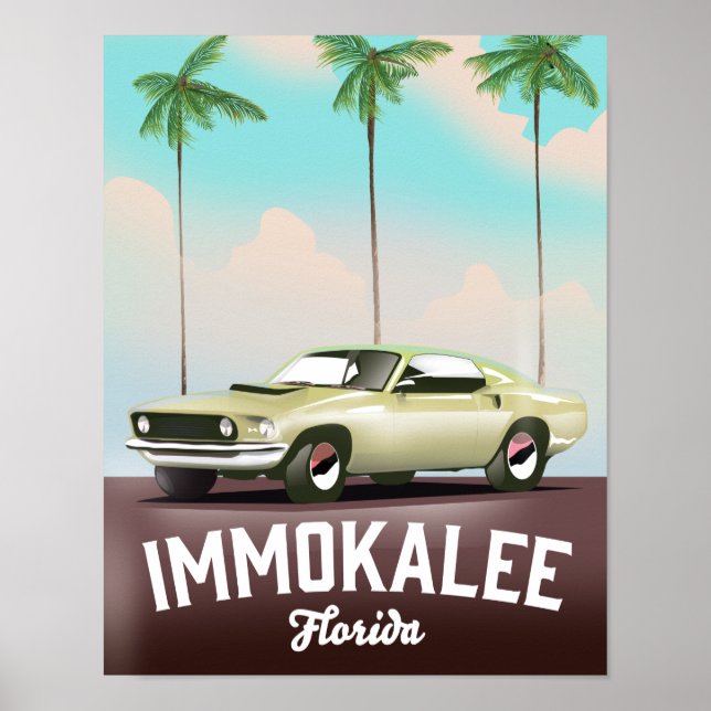 Affiche de voyage Immokalee Floride Supercar (Devant)