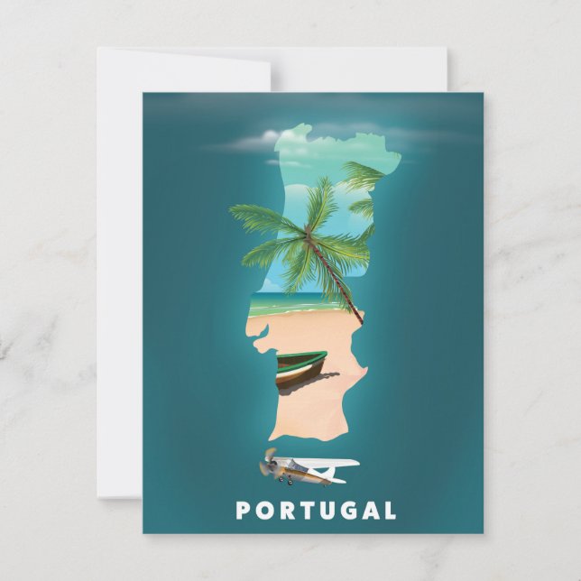 Affiche de voyage impression carte du Portugal. (Devant)