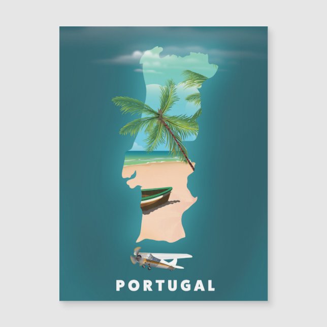 Affiche de voyage impression carte du Portugal. (Devant)