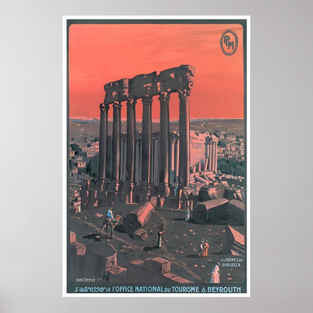 Affiche de voyage imprimée artistique de Beyrouth  (Devant)