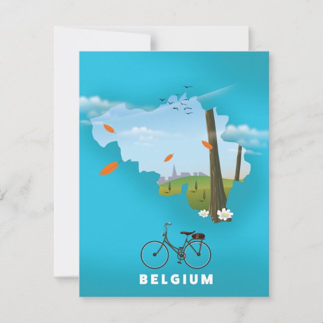 Affiche de voyage imprimée carte de la Belgique. (Devant)