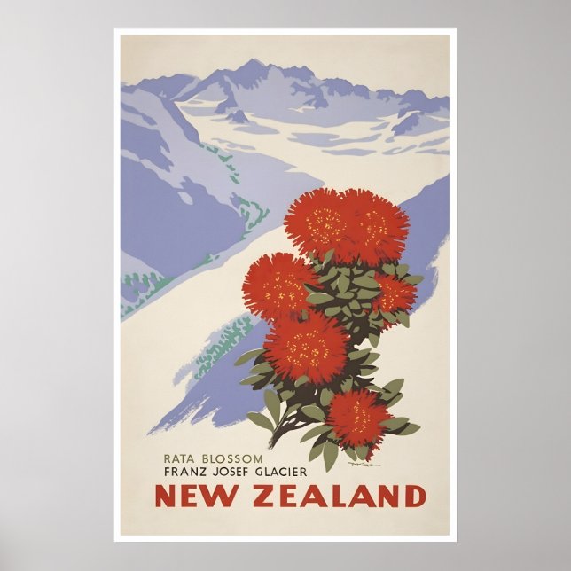 Affiche de voyage imprimée de Nouvelle-Zélande Fra (Devant)