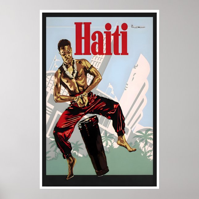 Affiche de voyage imprimée Haïti Art haïtien Vinta (Devant)