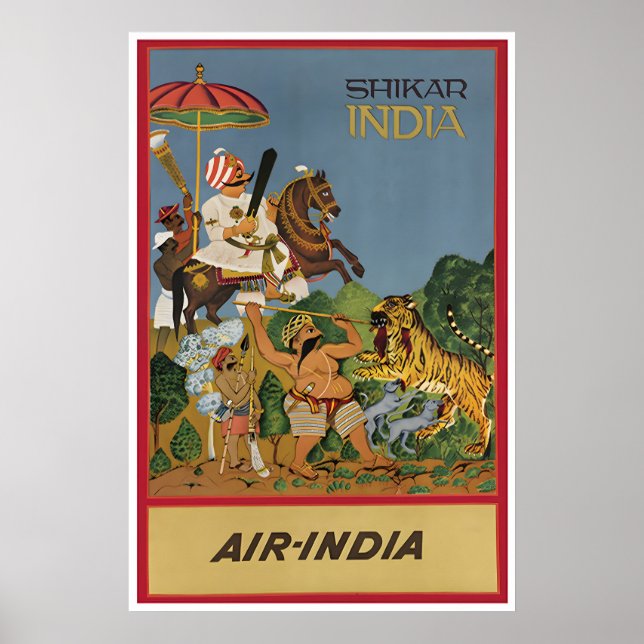Affiche de voyage Inde Art Shikar Chasse Indien (Devant)