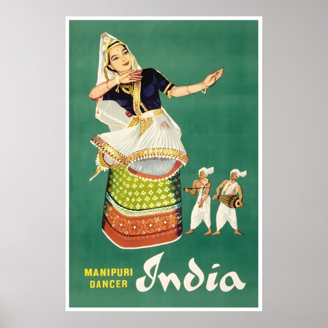 Affiche de voyage Inde Danseuse Manipuri Impressio (Devant)