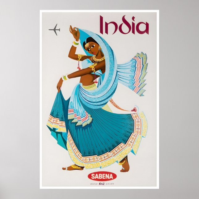 Affiche de voyage Inde Femme indienne Art Impressi (Devant)