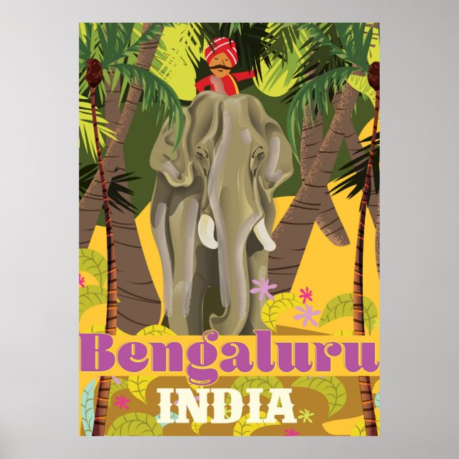 Affiche de voyage indien à Bengaluru (Devant)