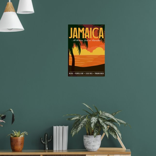 Affiche de voyage inspirée de l'époque en Jamaïque (Salon 1)