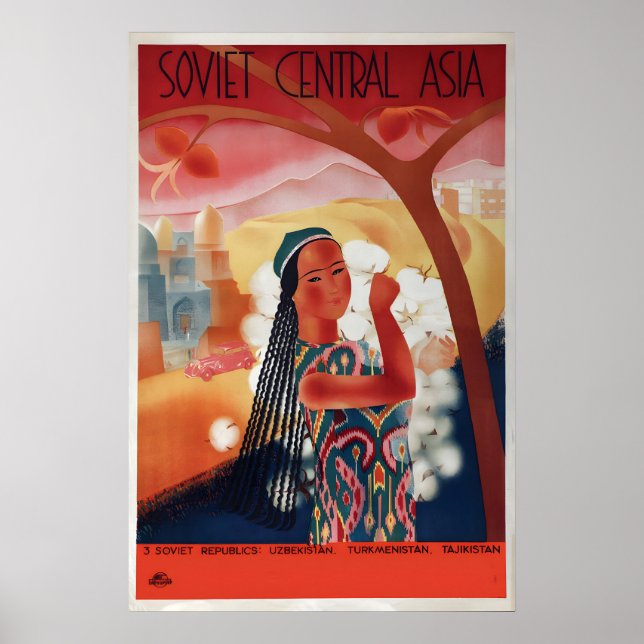 Affiche de voyage Intourist d'Asie centrale soviét (Devant)