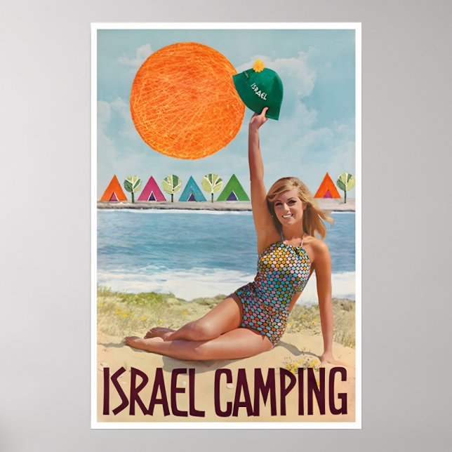 Affiche de voyage Israël Rétro Affiche de camping  (Devant)