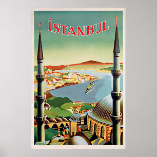 Affiche de voyage Istanbul Turquie Vintage Türkiye