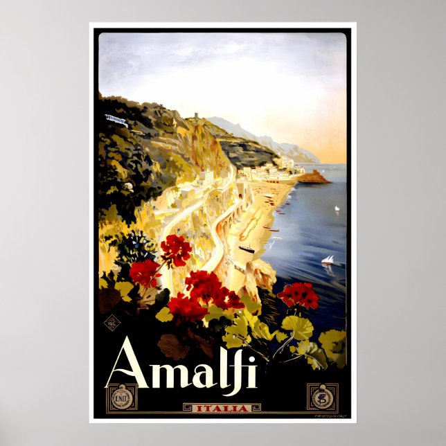 Affiche de voyage italienne d'impression Amalfi Ar (Devant)