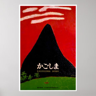 Affiche de voyage Japon Art Montagne Kagoshima