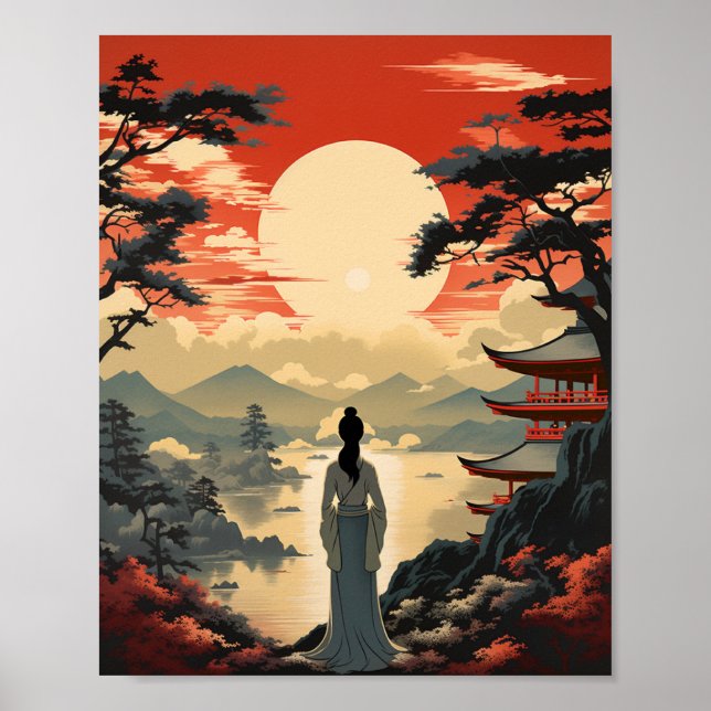 affiche de voyage japonaise de style vintage (Devant)