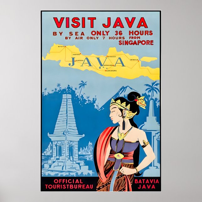 Affiche de voyage Java Indonésie Art Tourisme Impr (Devant)