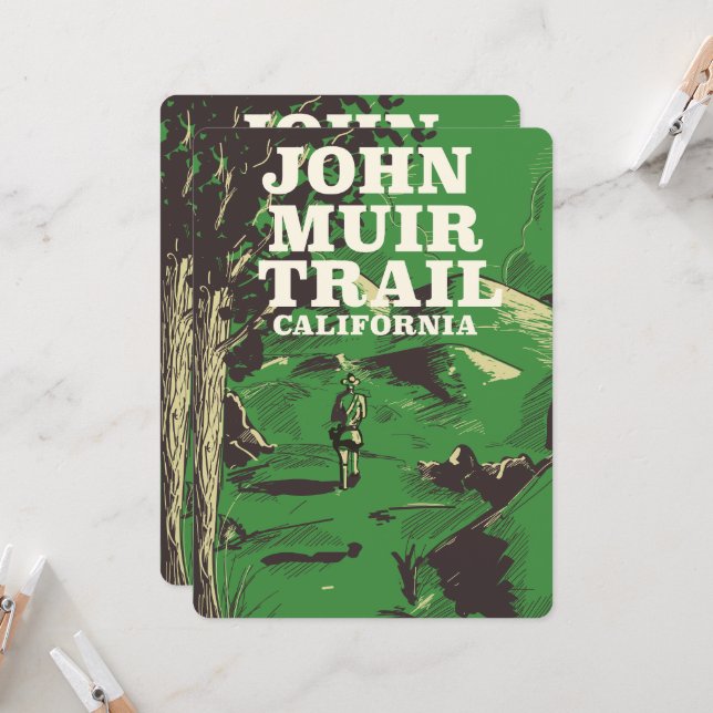 Affiche de voyage John Muir Trail Californie. (Devant/Arrière en situation)