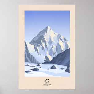 Affiche de voyage K2 Montagne Pakistan