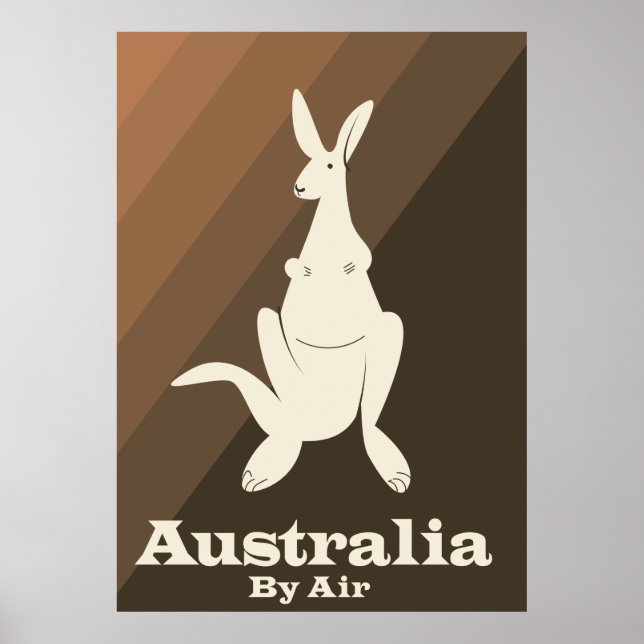 Affiche de voyage Kangourou Australia By Air. (Devant)