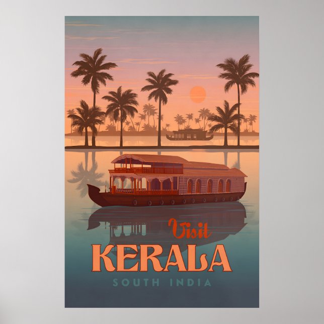 Affiche de voyage Kerala Inde (Devant)