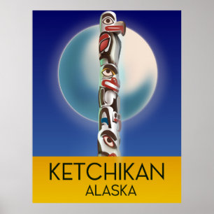 Affiche de voyage Ketchikan Alaska Totem Pole