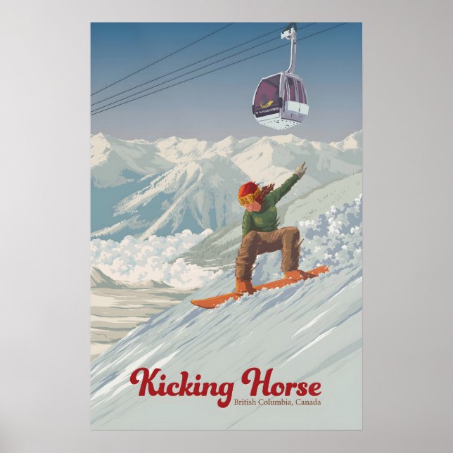 Affiche de voyage Kicking Horse Canada Snowboardin (Devant)