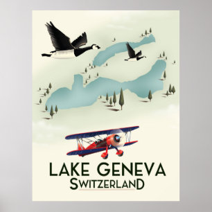 affiche de voyage lac genève suisse