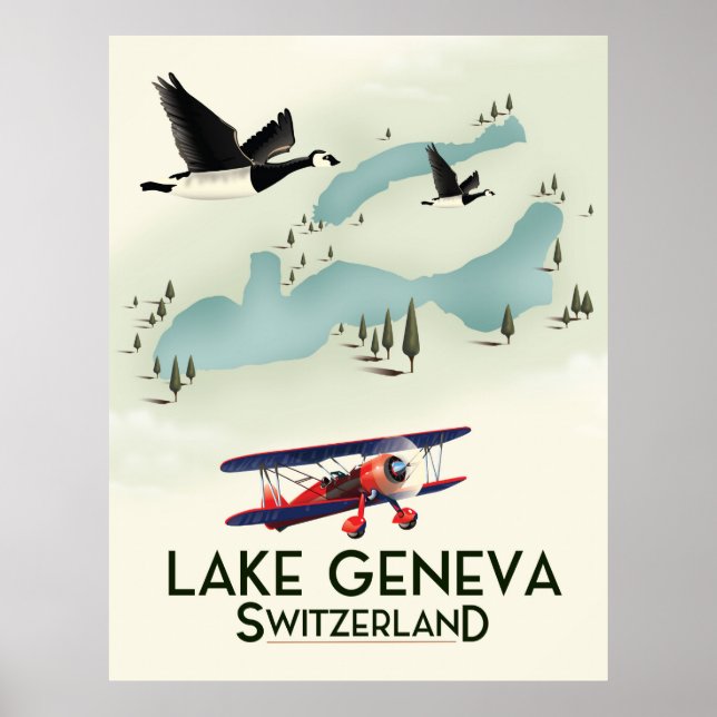 affiche de voyage lac genève suisse (Devant)