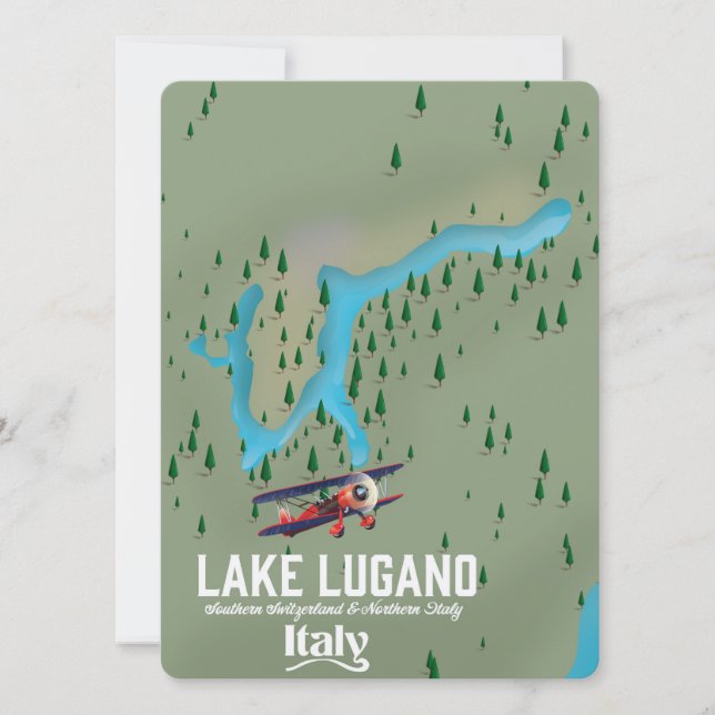 Affiche de voyage Lac Lugano Italie - Suisse (Devant)