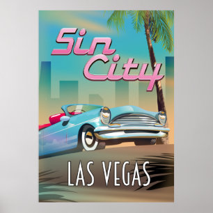 Affiche de voyage Las Vegas ville du péché