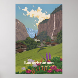 Affiche de voyage Lauterbrunnen Suisse