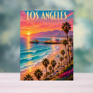 Affiche de voyage Los Angeles Californie Coucher d