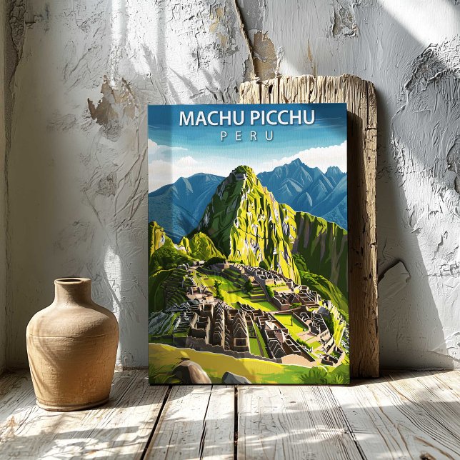 Affiche de voyage Machu Picchu Pérou Toile Art mur (Machu Picchu Peru Travel Poster Canvas Wall Art by TinkPrints.)