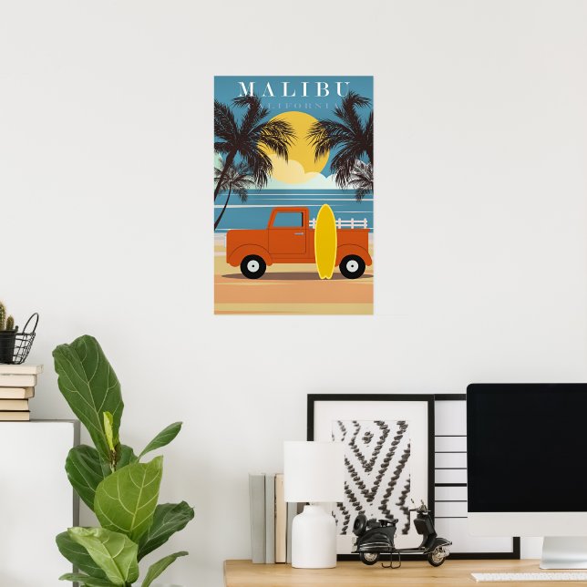 Affiche de voyage Malibu, Californie (Bureau à domicile)