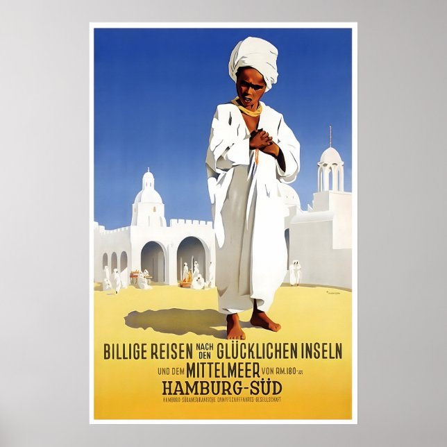 Affiche de voyage méditerranéenne Art du Moyen-Ori (Devant)