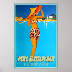 Affiche de voyage Melbourne Floride Nouveau Comté