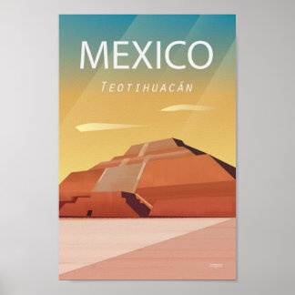 Affiche de voyage Mexique Teotihuacan Pyramid