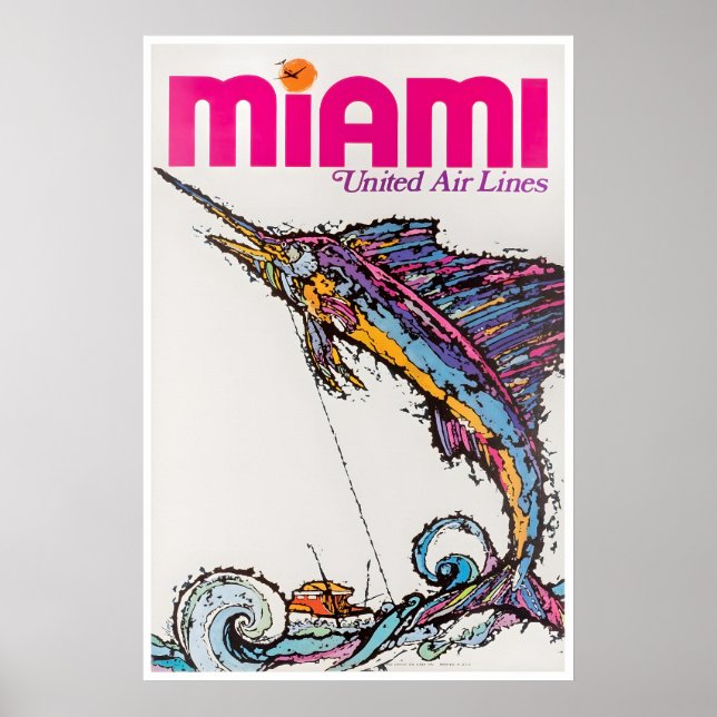 Affiche de voyage Miami Floride Art mural Rétro (Devant)