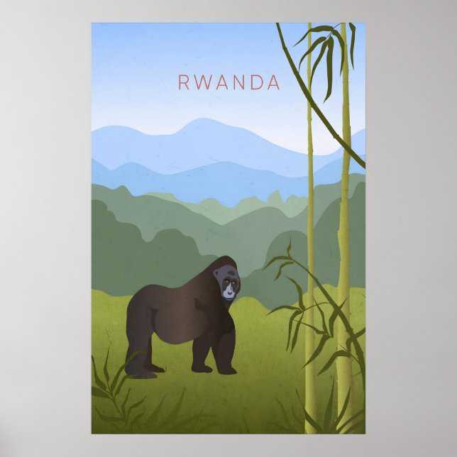 Affiche de voyage minimale au Rwanda (Devant)