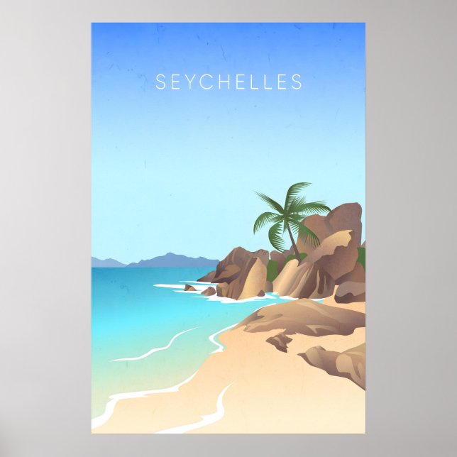 Affiche de voyage minimale aux Seychelles (Devant)