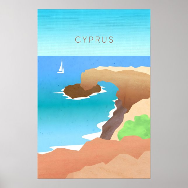 Affiche de voyage minimale de Chypre (Devant)