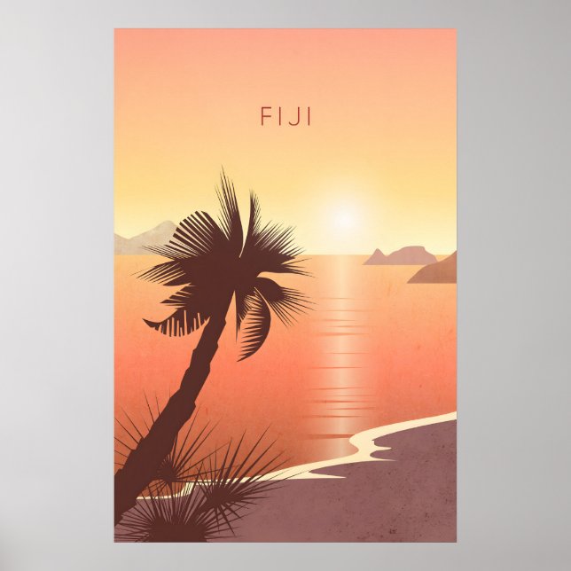 Affiche de voyage minimale des Fidji (Devant)
