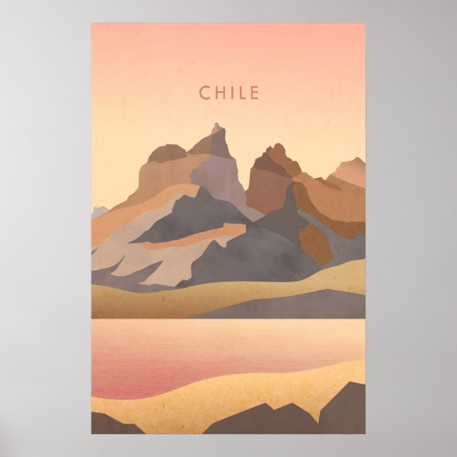 Affiche de voyage minimaliste au Chili (Devant)