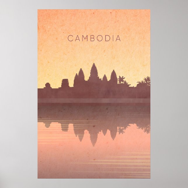 Affiche de voyage minimaliste Cambodge (Devant)