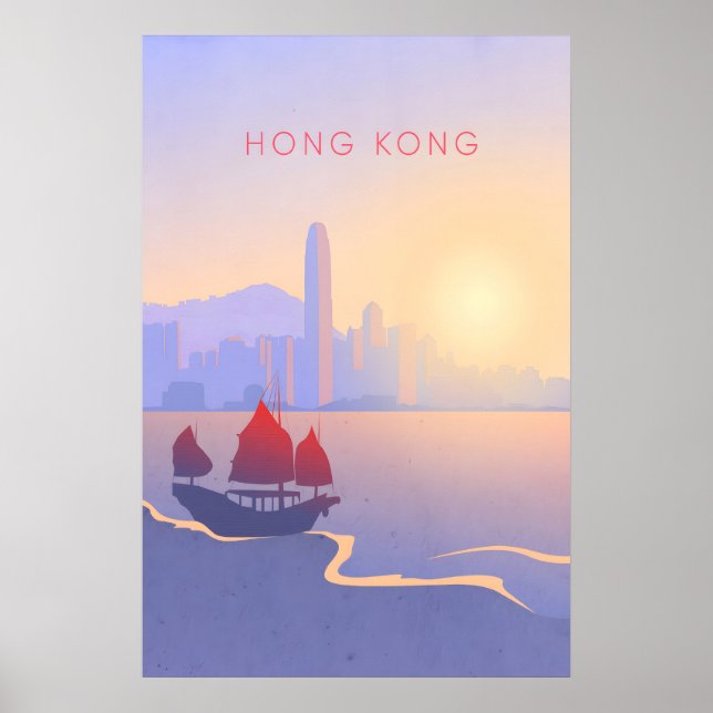 Affiche de voyage minimaliste de Hong Kong (Devant)