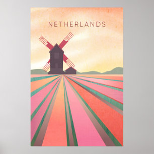 Affiche de voyage minimaliste des Pays-Bas