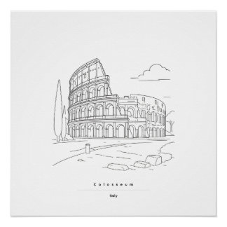 Affiche de voyage minimaliste du Colosseum de Rome