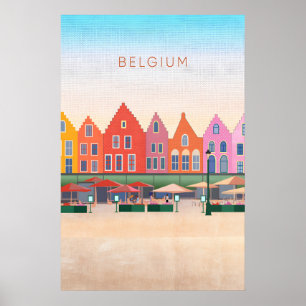 Affiche de voyage minimaliste en Belgique