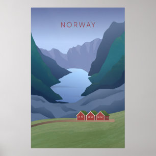 Affiche de voyage minimaliste en Norvège